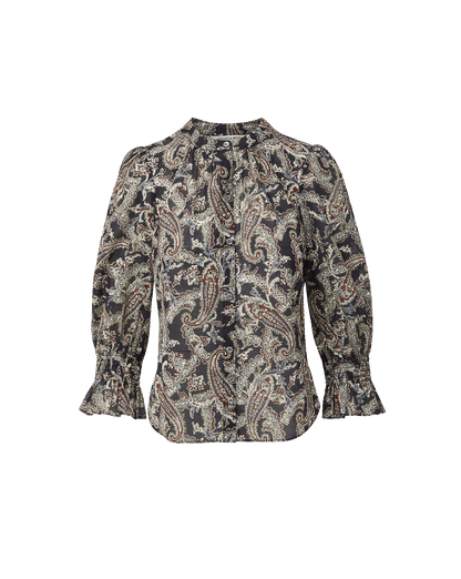 Veronica Beard | Ashlynn Paisley Blouse in Navy Multi Navy Multi