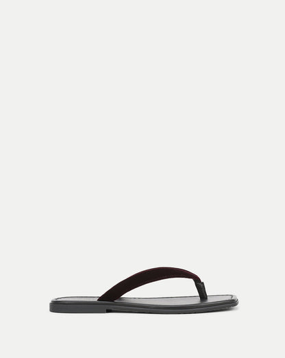 Veronica Beard | Clea Velvet Flip-Flop Sandal in Burgundy Pinot Noir Pinot Noir