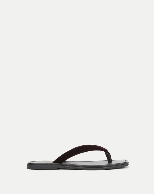 Veronica Beard | Clea Velvet Flip-Flop Sandal in Burgundy Pinot Noir Pinot Noir