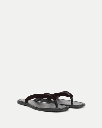 Veronica Beard | Clea Velvet Flip-Flop Sandal in Burgundy Pinot Noir Pinot Noir