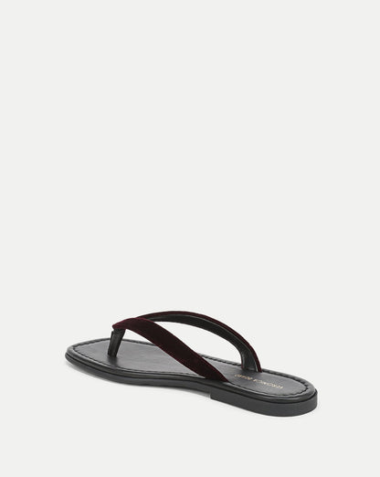 Veronica Beard | Clea Velvet Flip-Flop Sandal in Burgundy Pinot Noir Pinot Noir