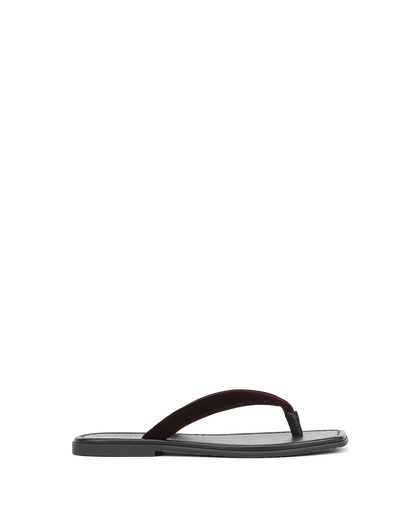 Veronica Beard | Clea Velvet Flip-Flop Sandal in Burgundy Pinot Noir Pinot Noir