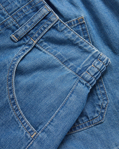 Veronica Beard | Sally Denim High-Waist Short in Blue Good Fortune