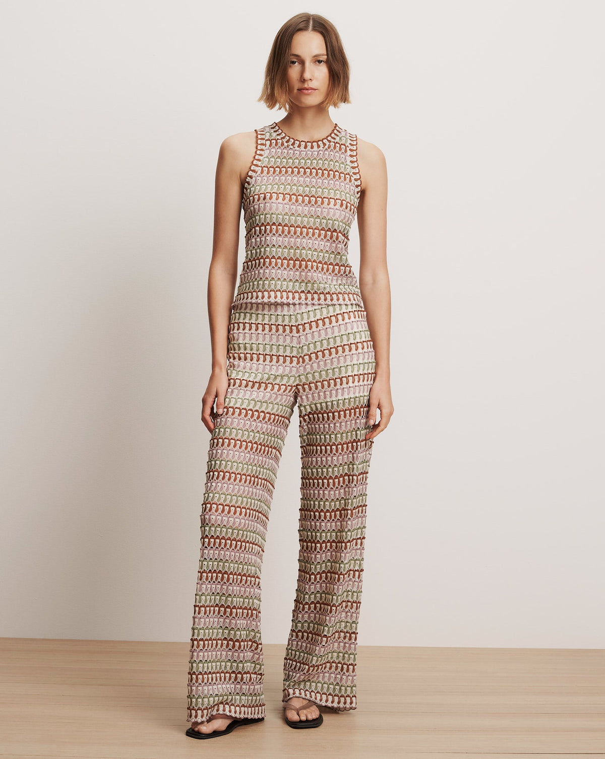 Veronica Beard | Rhett Crochet Tank Top in Deep Ochre/Dove White Multi Deep Ochre/Dove White Multi