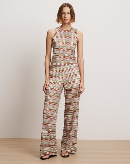 Veronica Beard | Rhett Crochet Tank Top in Deep Ochre/Dove White Multi Deep Ochre/Dove White Multi