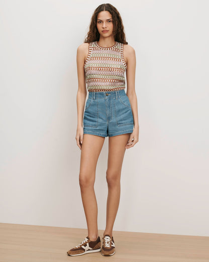 Veronica Beard | Rhett Crochet Tank Top in Deep Ochre/Dove White Multi Deep Ochre/Dove White Multi