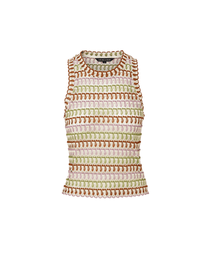 Veronica Beard | Rhett Crochet Tank Top in Deep Ochre/Dove White Multi Deep Ochre/Dove White Multi