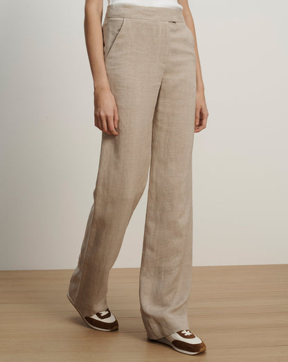 Veronica Beard | Broderick Plaid Pant in Beige Dark Acorn/Dove White Dark Acorn/Dove White