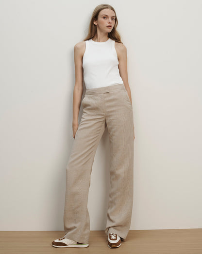 Veronica Beard | Broderick Plaid Pant in Beige Dark Acorn/Dove White Dark Acorn/Dove White