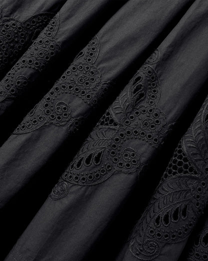 Veronica Beard | Fynnley Embroidered Midi Skirt in Black Black