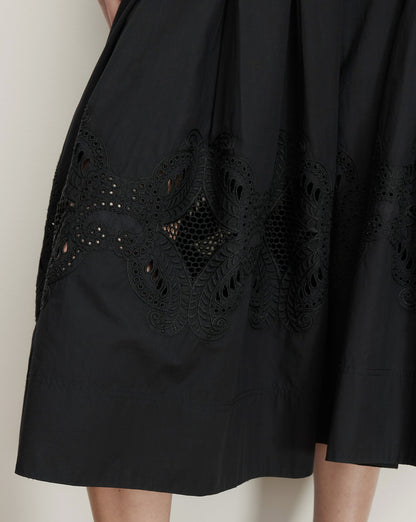 Veronica Beard | Fynnley Embroidered Midi Skirt in Black Black
