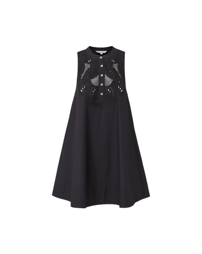 Veronica Beard | Haleem Eyelet Mini Dress in Black Black