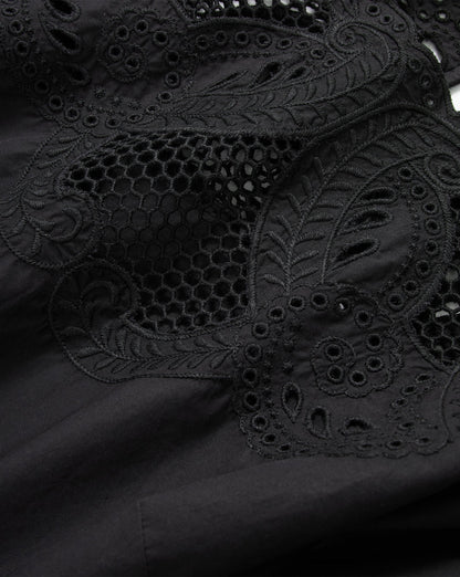 Veronica Beard | Errol Embroidered Top in Black Black