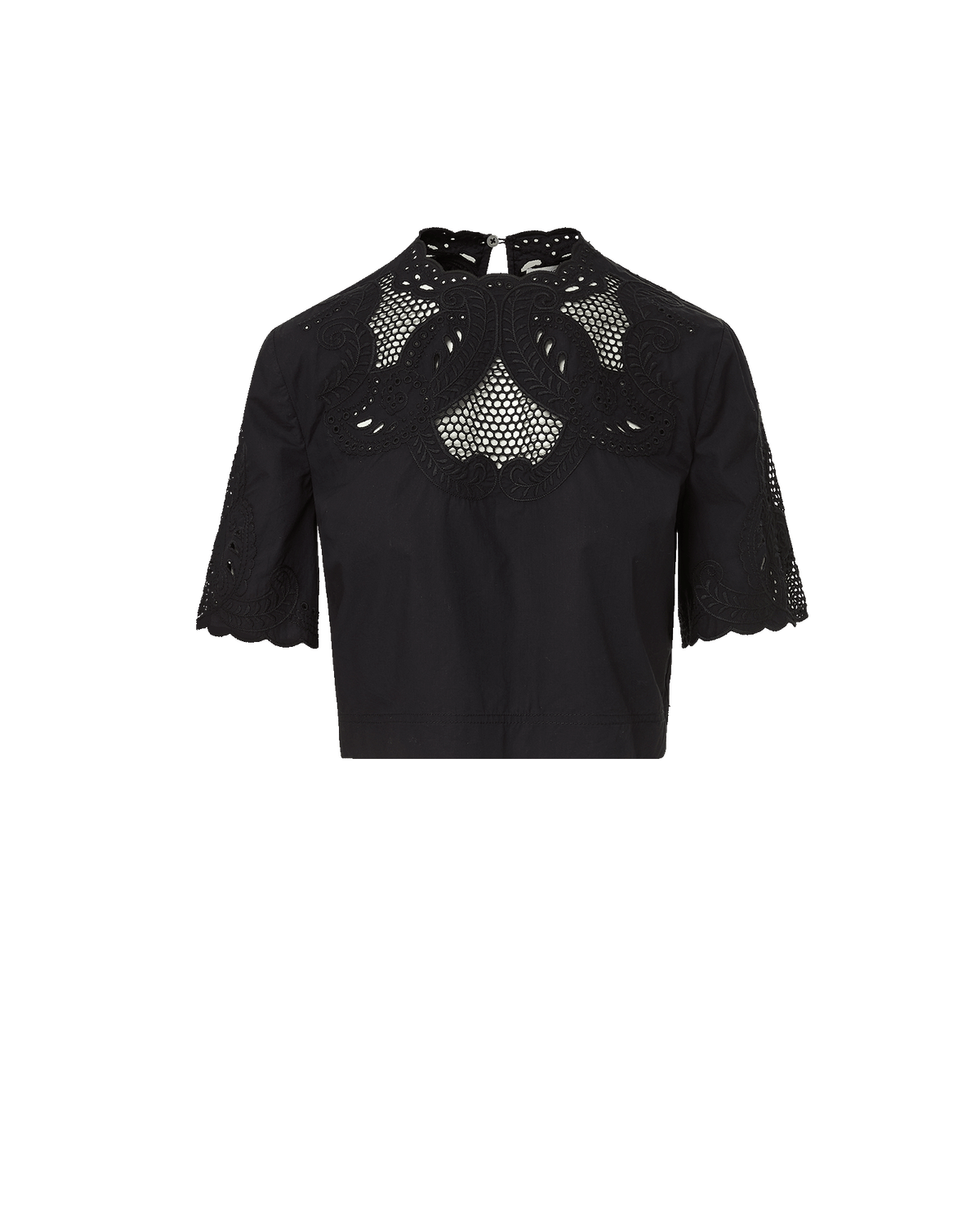 Veronica Beard | Errol Embroidered Top in Black Black