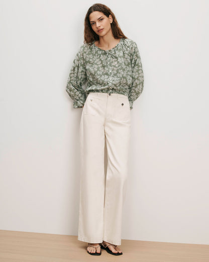 Veronica Beard | Williamsen Floral Blouse in Sage/Dove White Sage/Dove White