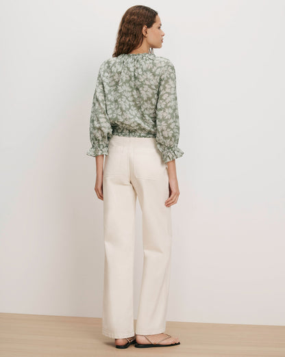 Veronica Beard | Williamsen Floral Blouse in Sage/Dove White Sage/Dove White