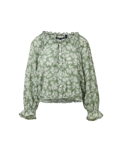 Veronica Beard | Williamsen Floral Blouse in Sage/Dove White Sage/Dove White