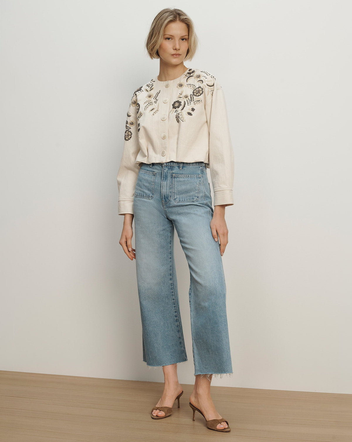 Veronica Beard | Emeren Embroidered Jacket in Ecru Ecru