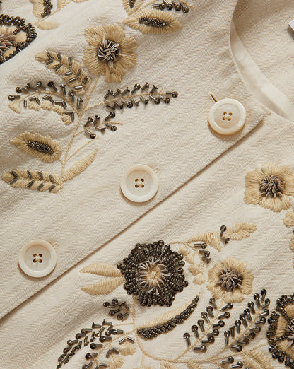 Veronica Beard | Emeren Embroidered Jacket in Ecru Ecru