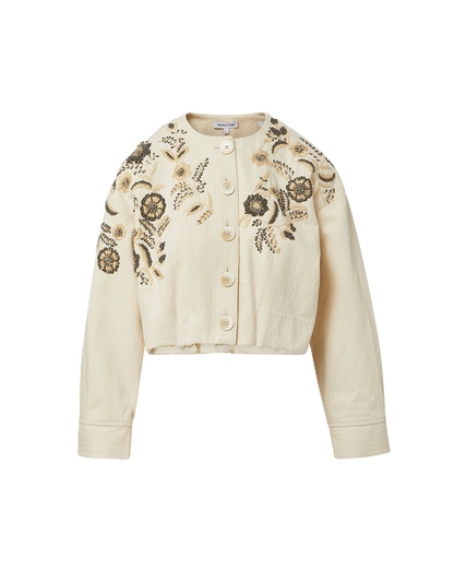 Veronica Beard | Emeren Embroidered Jacket in Ecru Ecru