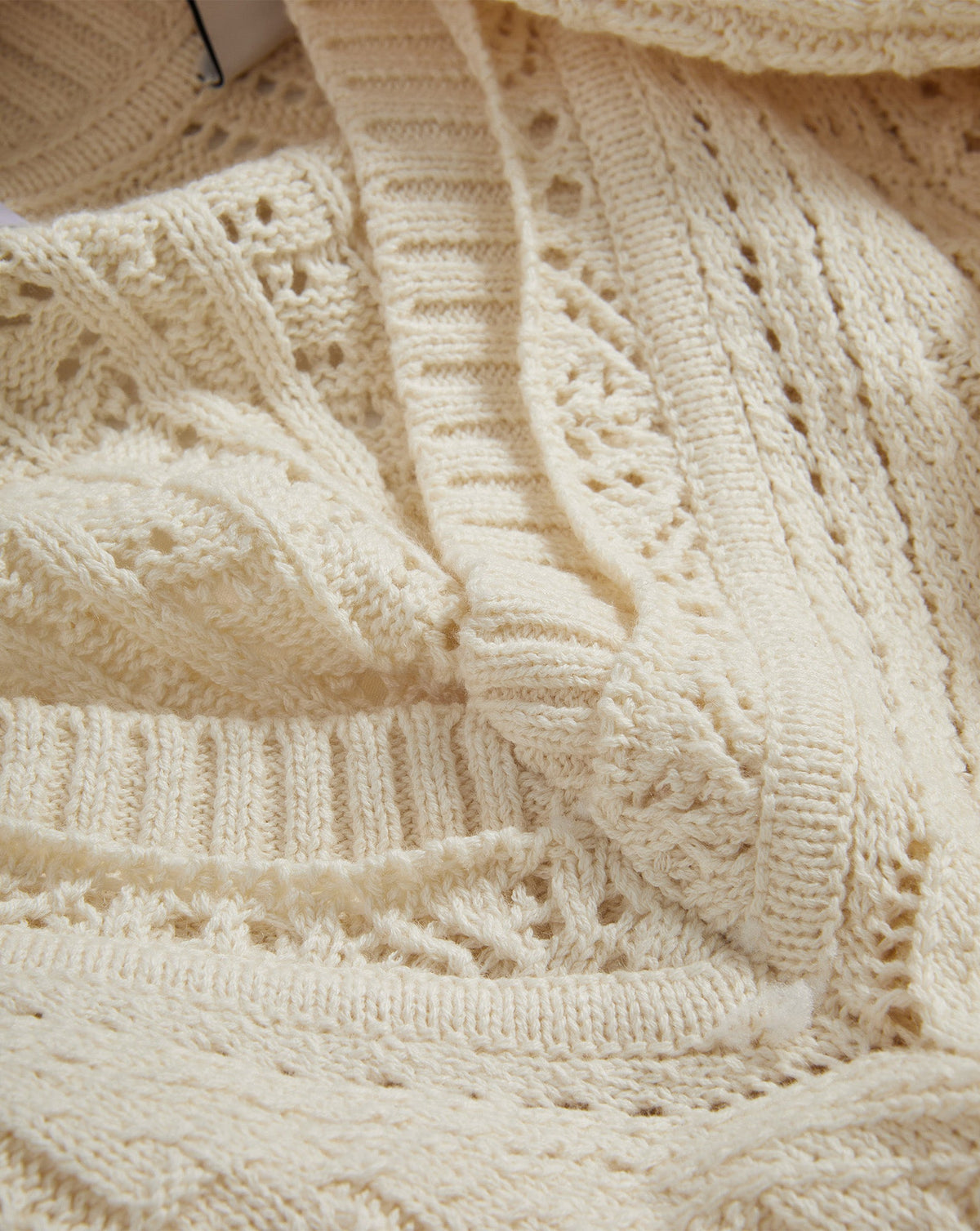 Veronica Beard | Deveraux Pointelle Sweater in Cream Ecru Ecru