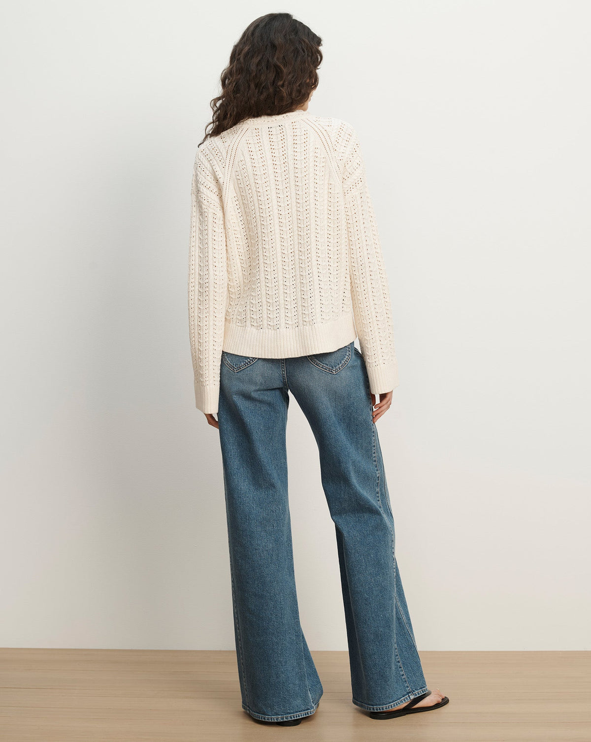 Veronica Beard | Deveraux Pointelle Sweater in Cream Ecru Ecru