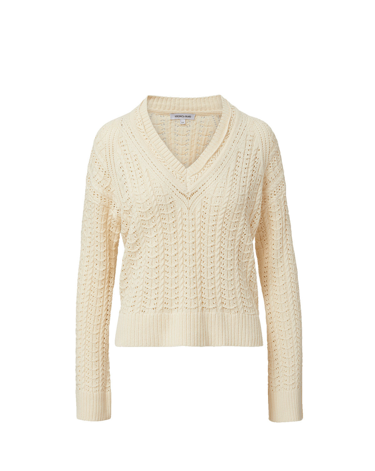 Veronica Beard | Deveraux Pointelle Sweater in Cream Ecru Ecru