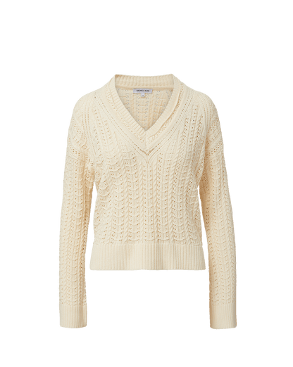 Veronica Beard | Deveraux Pointelle Sweater in Cream Ecru Ecru