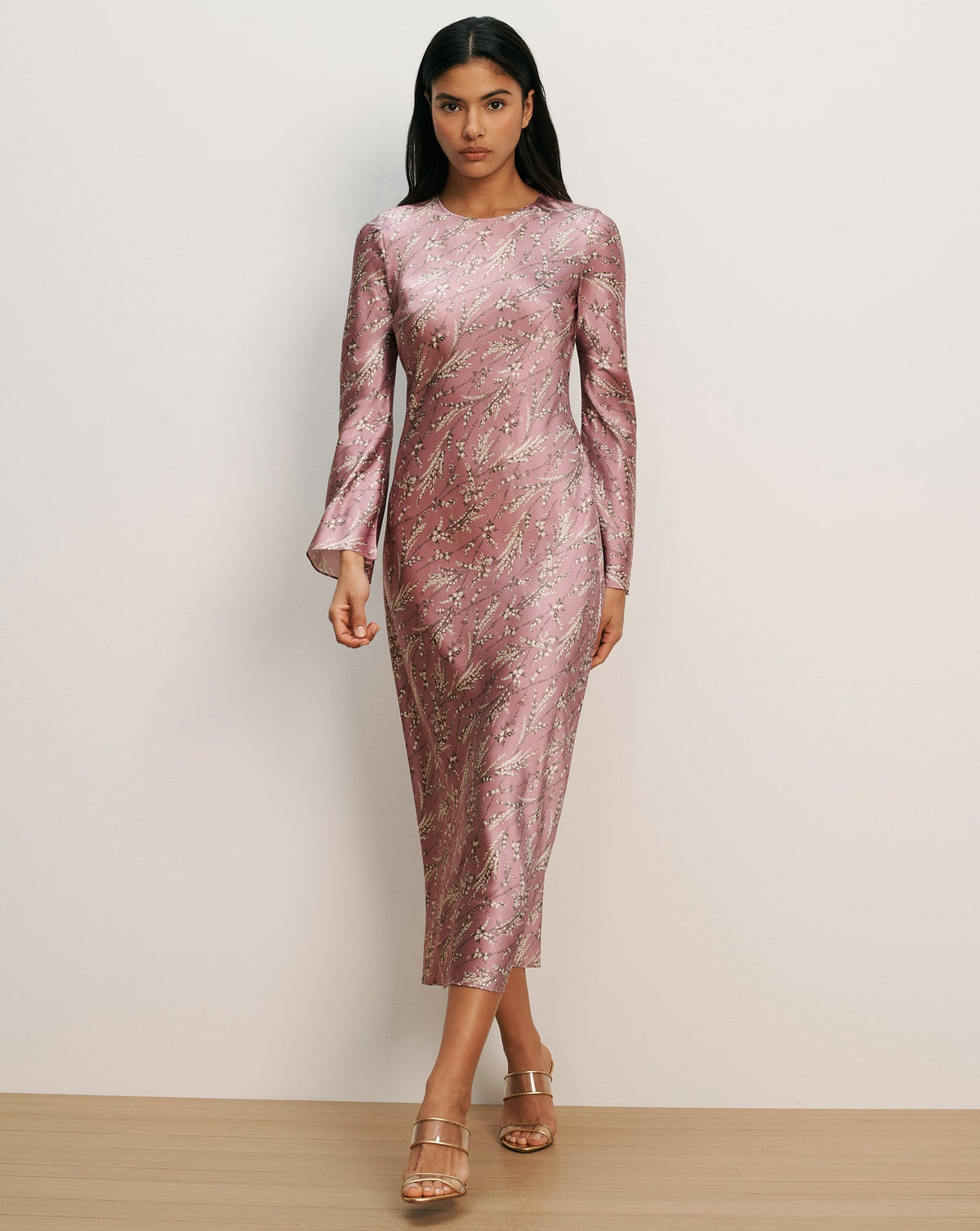 Veronica Beard | Gemma Silk-Blend Midi Dress in Purple Floral Orchid Haze Multi