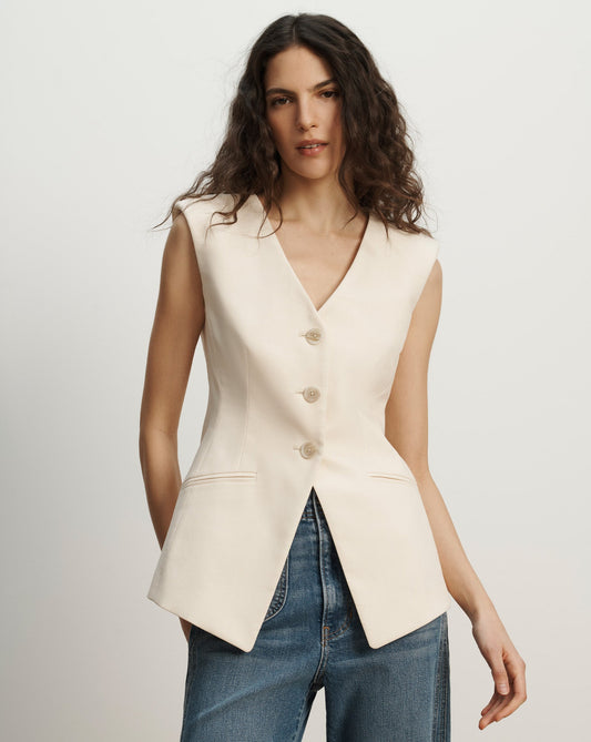 Veronica Beard | Gillson Tailored Vest in Ecru Ecru
