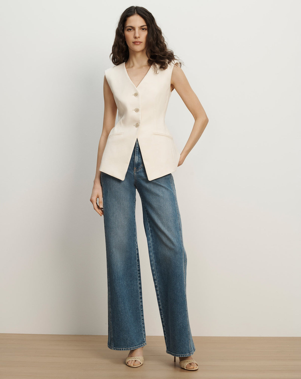 Veronica Beard | Gillson Tailored Vest in Ecru Ecru