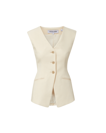 Veronica Beard | Gillson Tailored Vest in Ecru Ecru