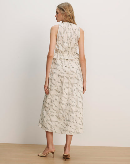Veronica Beard | Dominick Floral Midi Dress in Dove White Multi Dove White Multi
