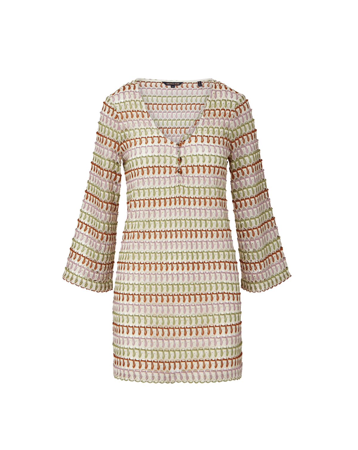 Veronica Beard | Novien Crochet Mini Dress in Deep Ochre/Dove White Multi Deep Ochre/Dove White Multi