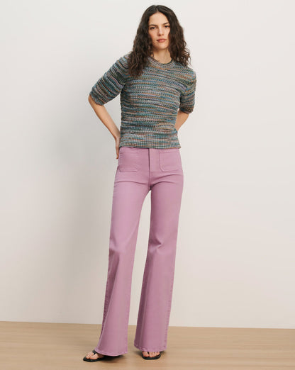 Veronica Beard | Merivale Half-Sleeve Sweater in Blue Multi Stone Army Multi