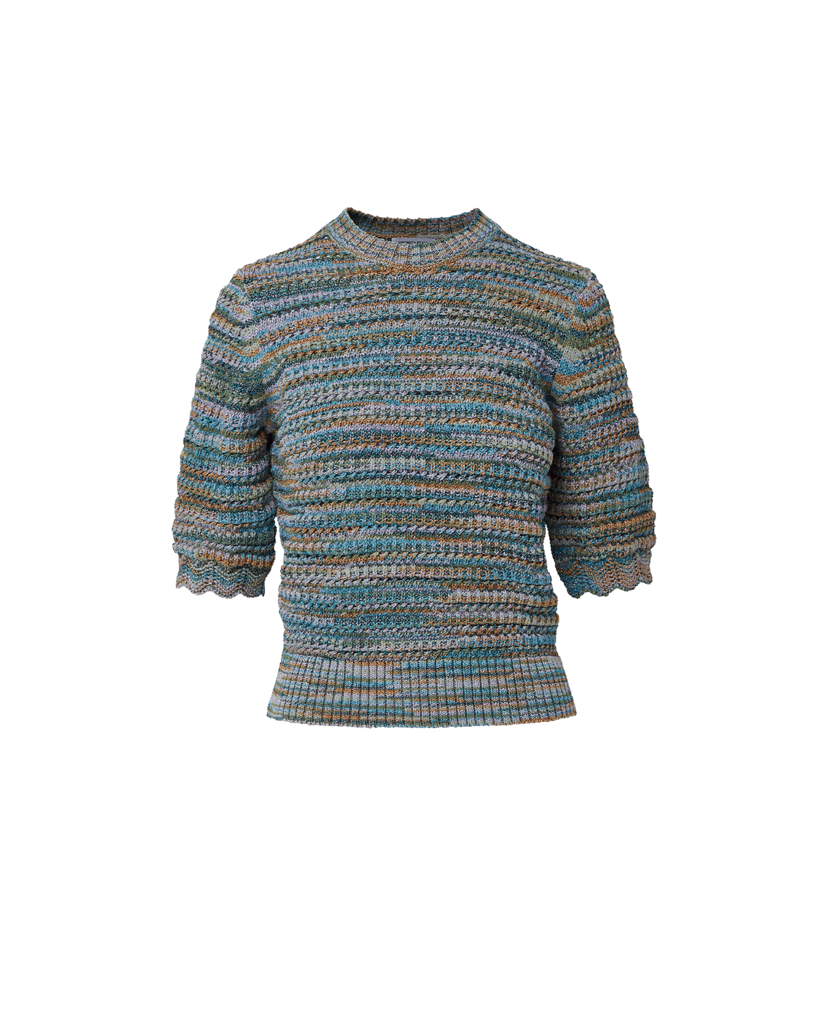 Veronica Beard | Merivale Half-Sleeve Sweater in Blue Multi Stone Army Multi
