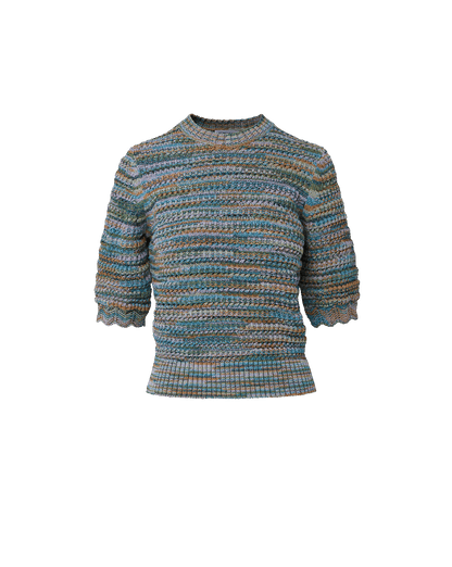 Veronica Beard | Merivale Half-Sleeve Sweater in Blue Multi Stone Army Multi