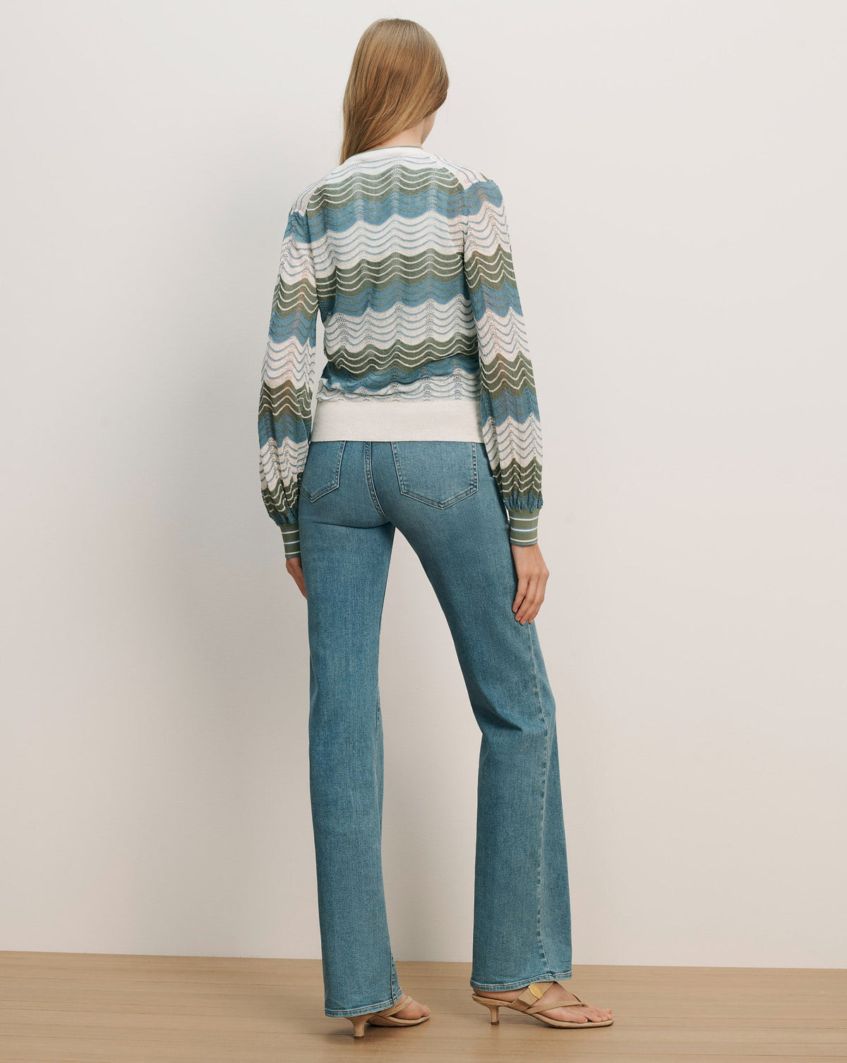 Veronica Beard | Laurinor Linen-Blend Cardigan in Dove White/Sage/Blue River Dove White/Sage/Blue River