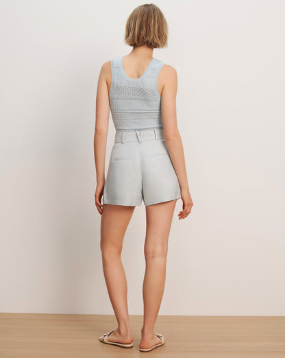 Veronica Beard | Craig Pleated Short in Light Blue River Mist River Mist