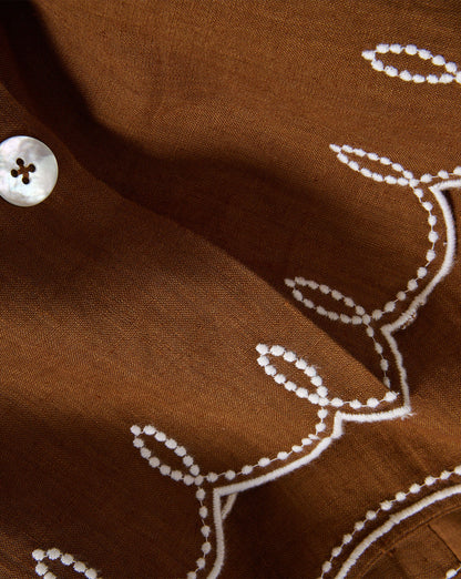 Veronica Beard | Kessan Linen Top in Light Brown Deep Ochre