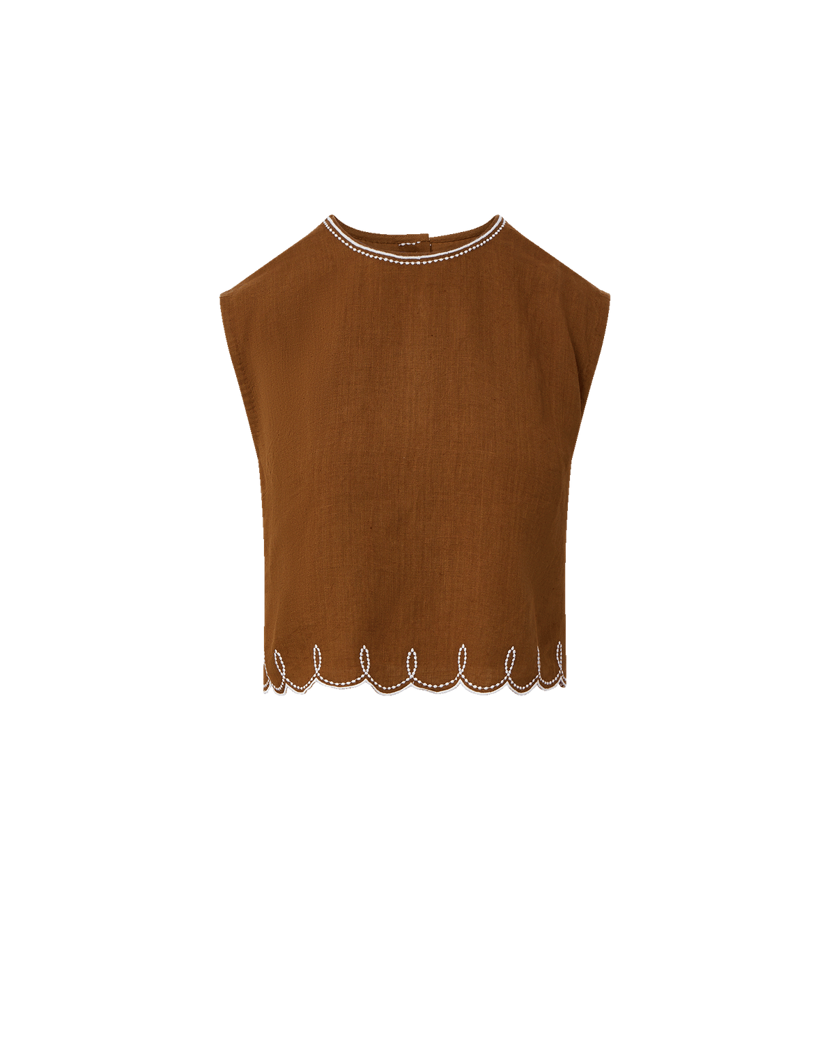 Veronica Beard | Kessan Linen Top in Light Brown Deep Ochre