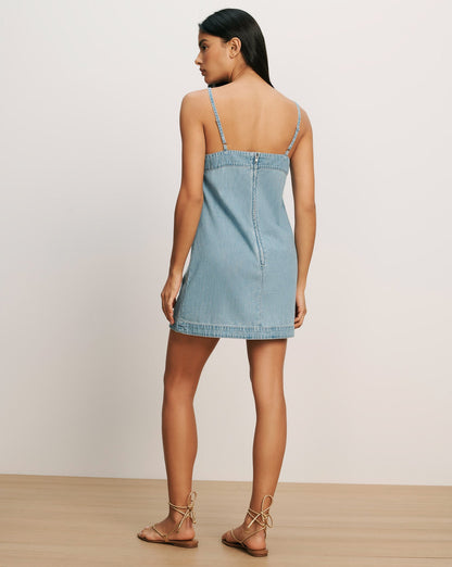 Veronica Beard | Chapmond Mini Dress in Blue Chambray Big Splash Big Splash
