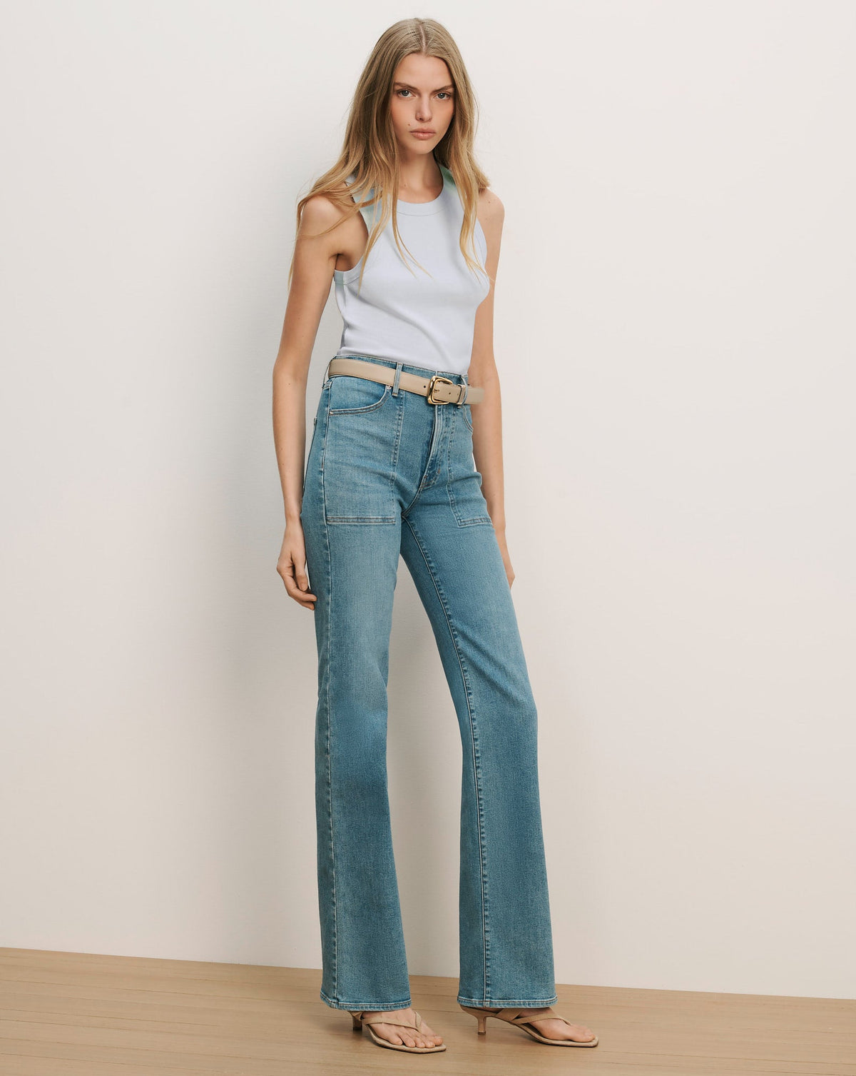 Veronica Beard | Jordyn Cropped Tank Top in Light Blue River Mist
