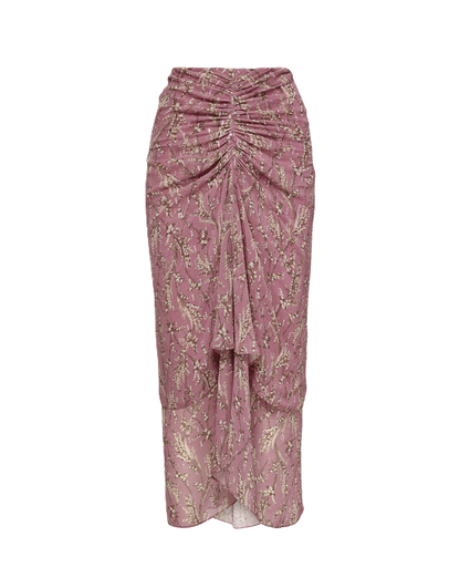 Veronica Beard | Sira Floral Midi Skirt in Light Purple Orchid Haze Multi