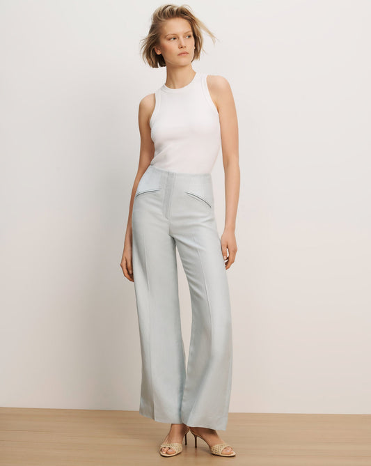 Veronica Beard | Cassidee Wide-Leg Pant in Light Blue River Mist River Mist