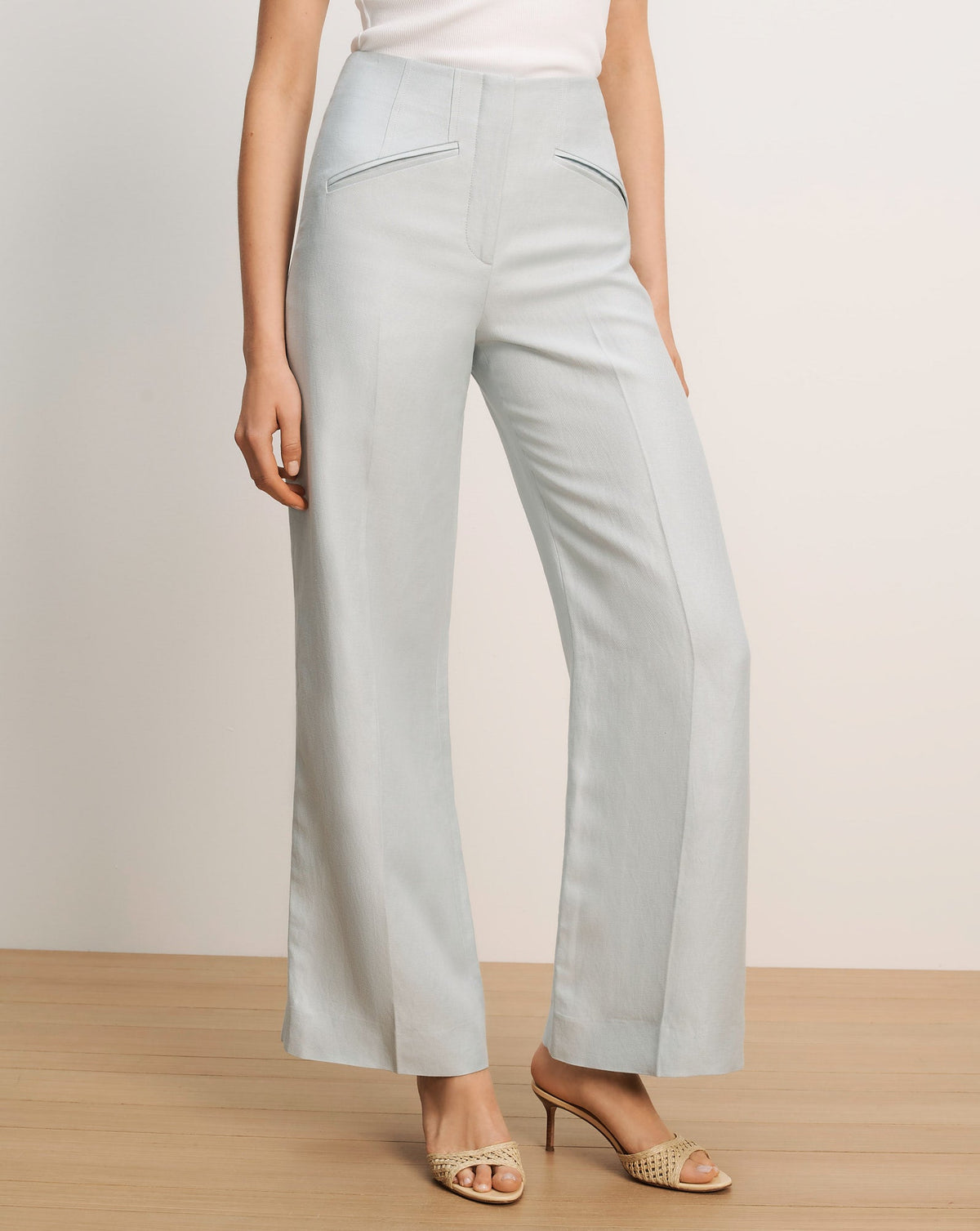 Veronica Beard | Cassidee Wide-Leg Pant in Light Blue River Mist River Mist
