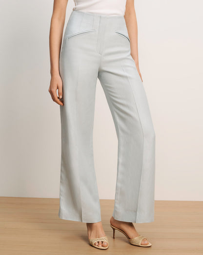 Veronica Beard | Cassidee Wide-Leg Pant in Light Blue River Mist River Mist
