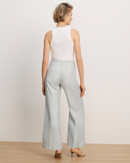Veronica Beard | Cassidee Wide-Leg Pant in Light Blue River Mist River Mist