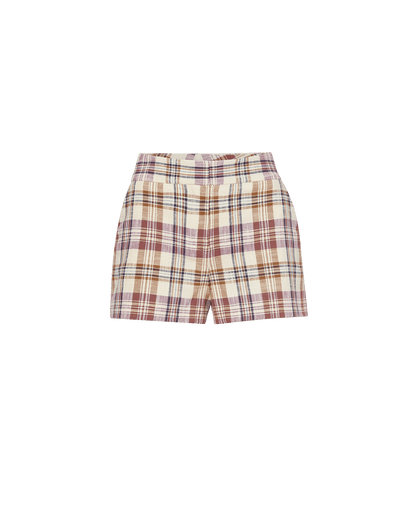 Veronica Beard | Allen Plaid Short in Ivory & Purple Orchid Haze Multi Orchid Haze Multi
