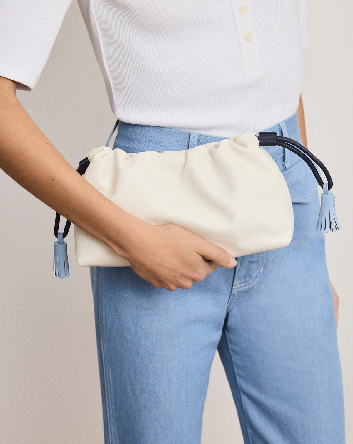 Veronica Beard | Small Veronica Beard Stash Bag in Off White & Blue Off-White Multi
